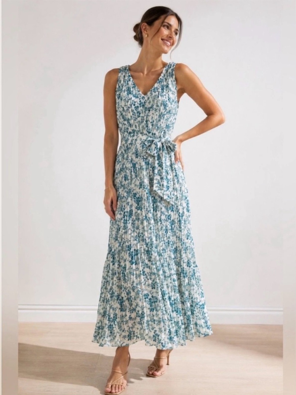 NWT Tuckernuck Jardin de Fleurs Alina Plissé Maxi Dress Size Large Cottage Chic